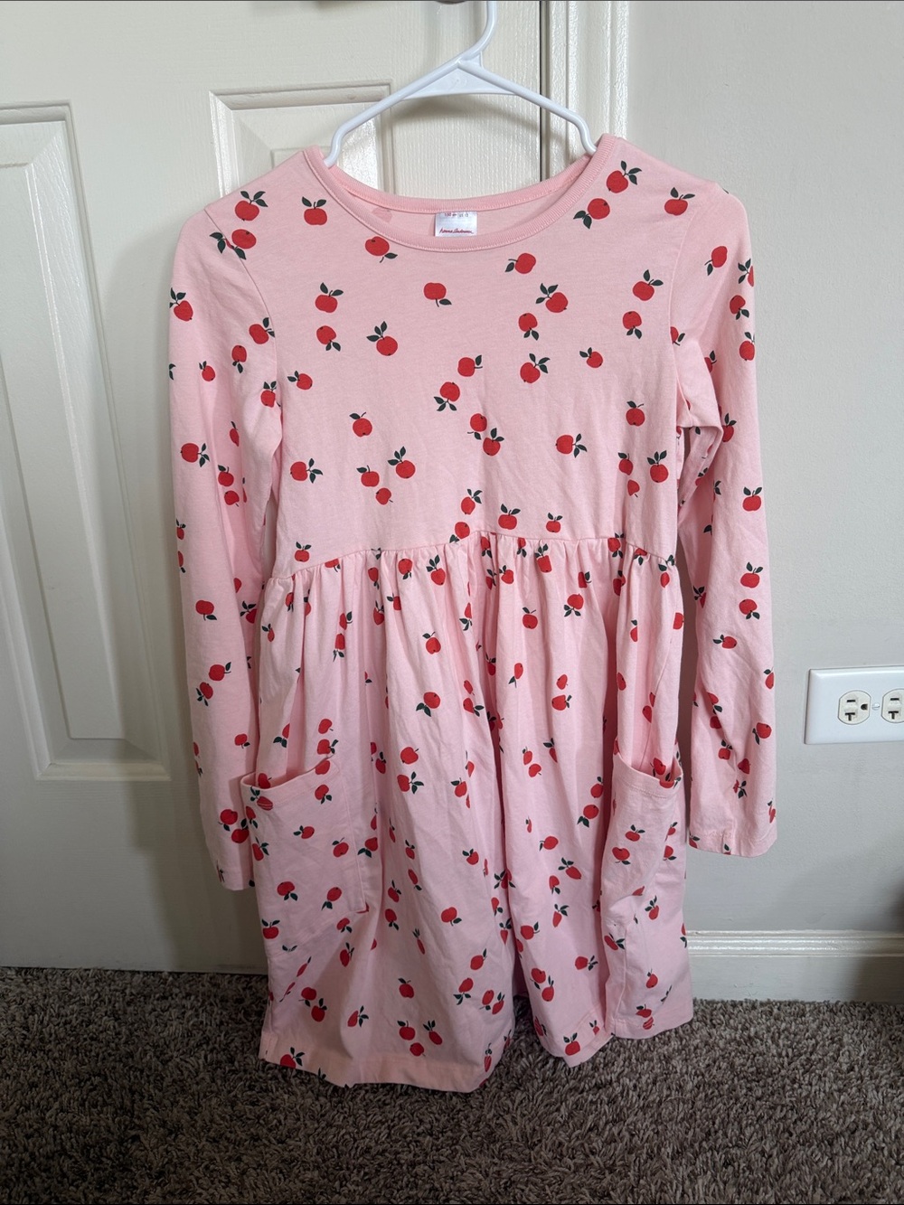Hanna Andersson Pink Dress with Red Apple Print
